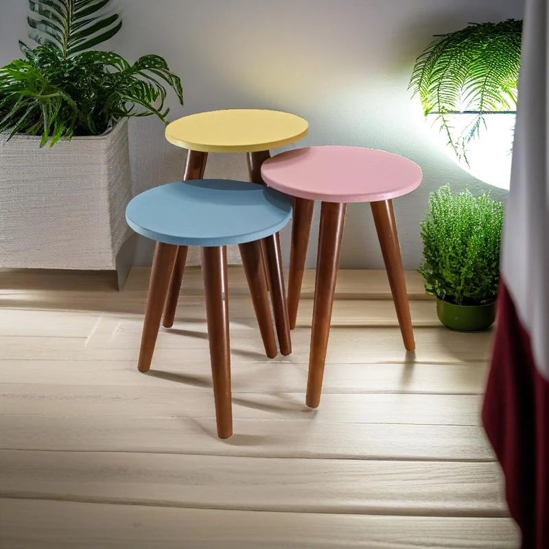 میز عسلی مدل لاین 323 کد 115 مجموعه سه عددی