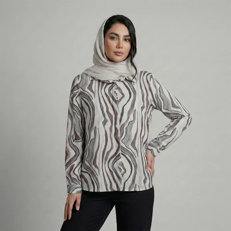 شومیز آستین بلند یقه برگردان زنانه تولیکا مدل 33144