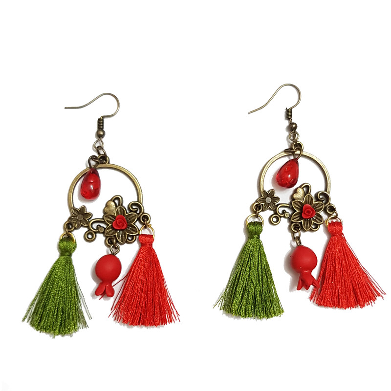 گوشواره دخترانه گالری سنجاق قفلی طرح دانه انار مدل یلدا کد 403