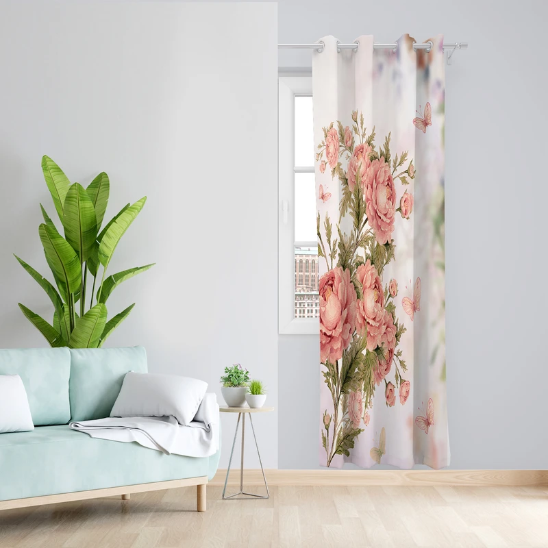 پرده طرح گل مدل مخمل پانچی کد  L 294 Z سایز 140x200 سانتی متر