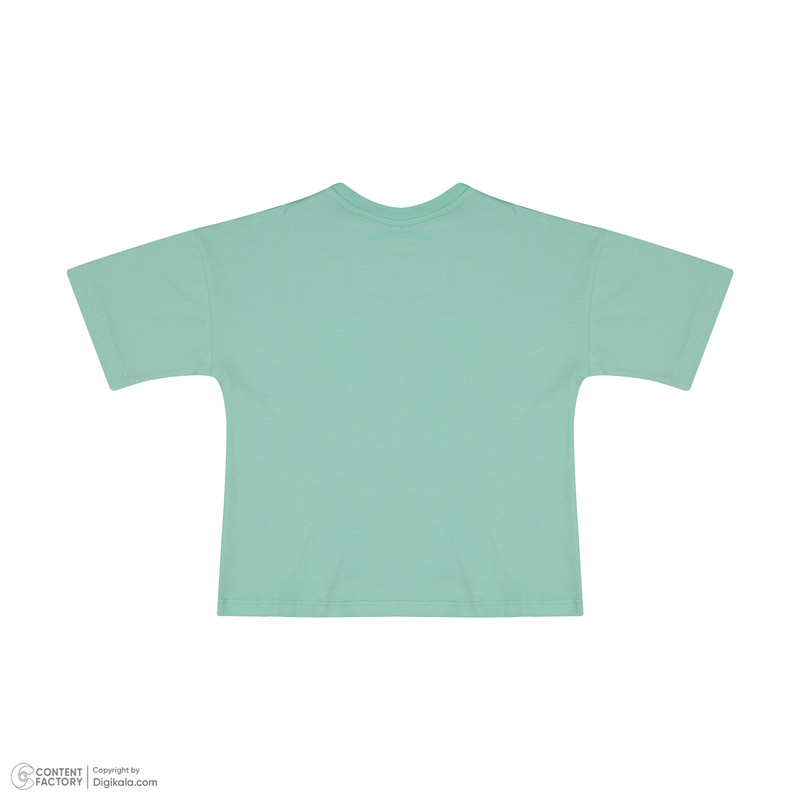 تی شرت آستین کوتاه دخترانه سون پون مدل 1111 رنگ سبزآبی