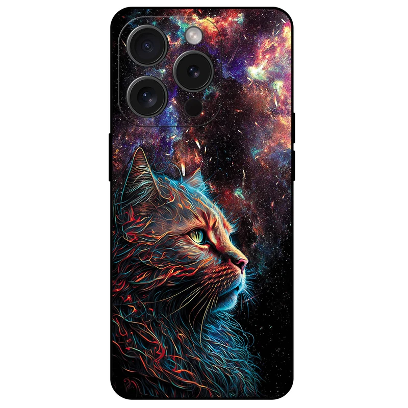 کاور مگافون طرح گربه کهکشانی مدل 4203 مناسب برای گوشی موبایل اپل iPhone 15 Pro Max  