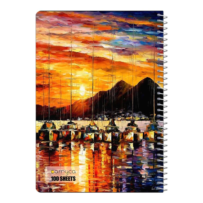 دفتر شطرنجی 100 برگ سیمی کارنیکا طرح نقاشی های آبرنگی Watercolor Paintings کد 16901