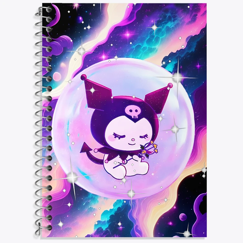 دفتر زبان 50 برگ خندالو مدل دو خط طرح کرومی (Kuromi) کد N4820