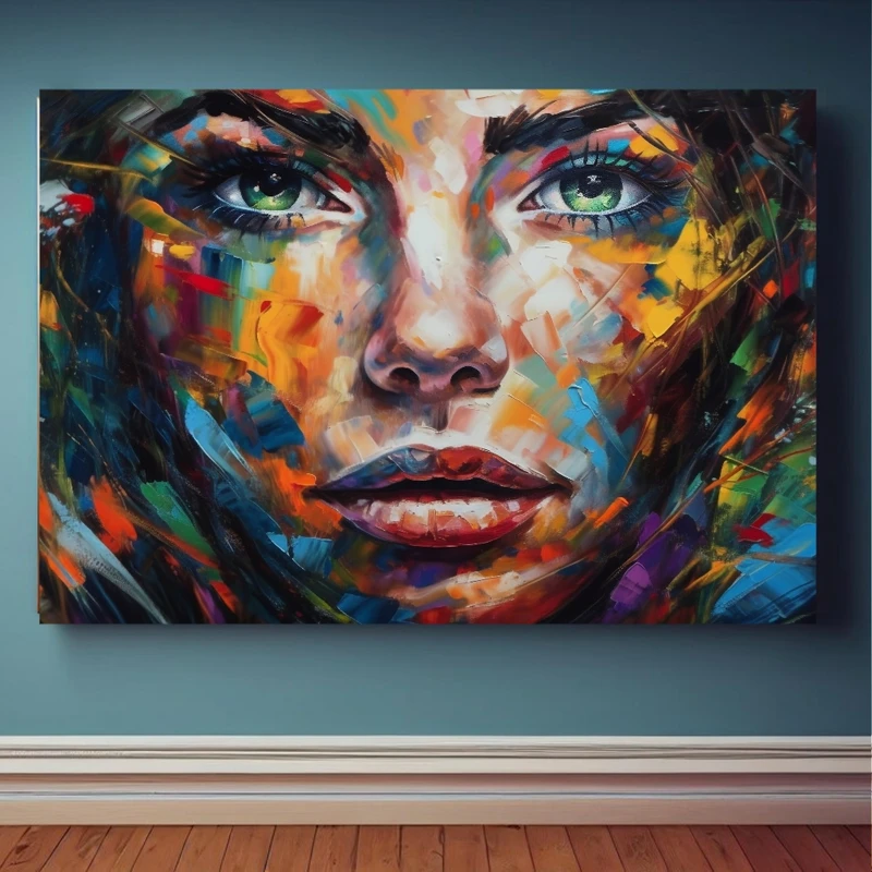 پوستر دیواری طرح نقاشی آبرنگ مدل چهره کد FP1007