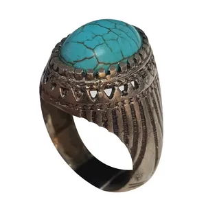 انگشتر نقره مردانه مدل فیروزه مصری FH110220