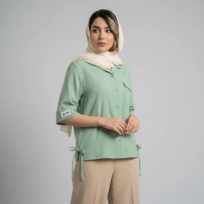 مانتو شومیزی زنانه کراش مدل بند پاپیون 55s