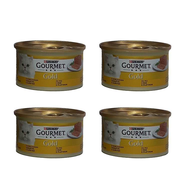 کنسرو گربه گورمت مدل مرغ وزن 85 گرم مجموعه 4 عددی