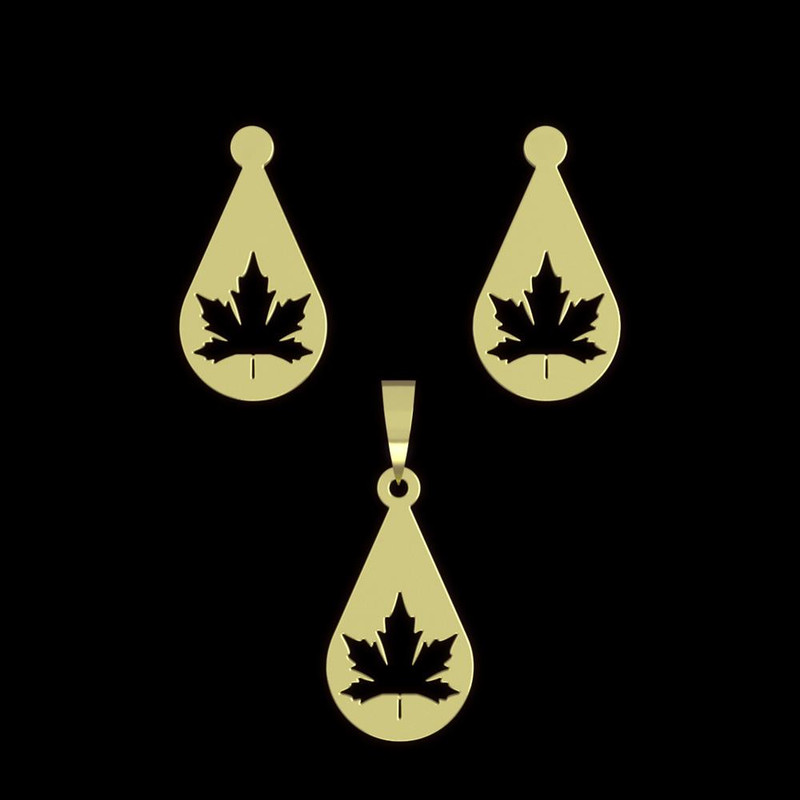 نیم ست طلا 18 عیار زنانه مدوپد مدل برگ کد NA11283