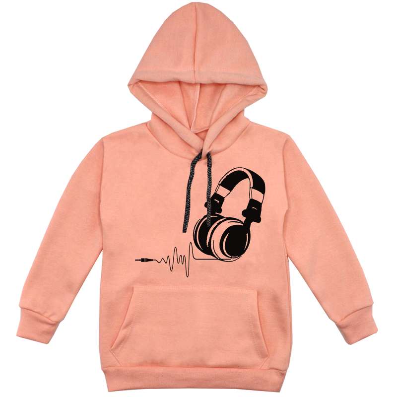 هودی پسرانه مدل هدفون F159 رنگ گلبهی