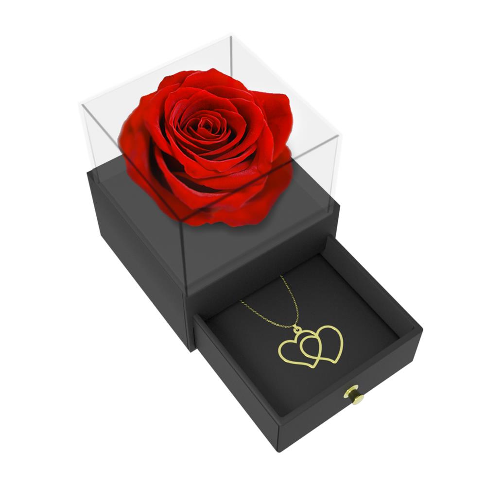 گردنبند طلا 18 عیار زنانه مدوپد مدل قلب  کد GBA10085 به همراه باکس گل رز جاویدان