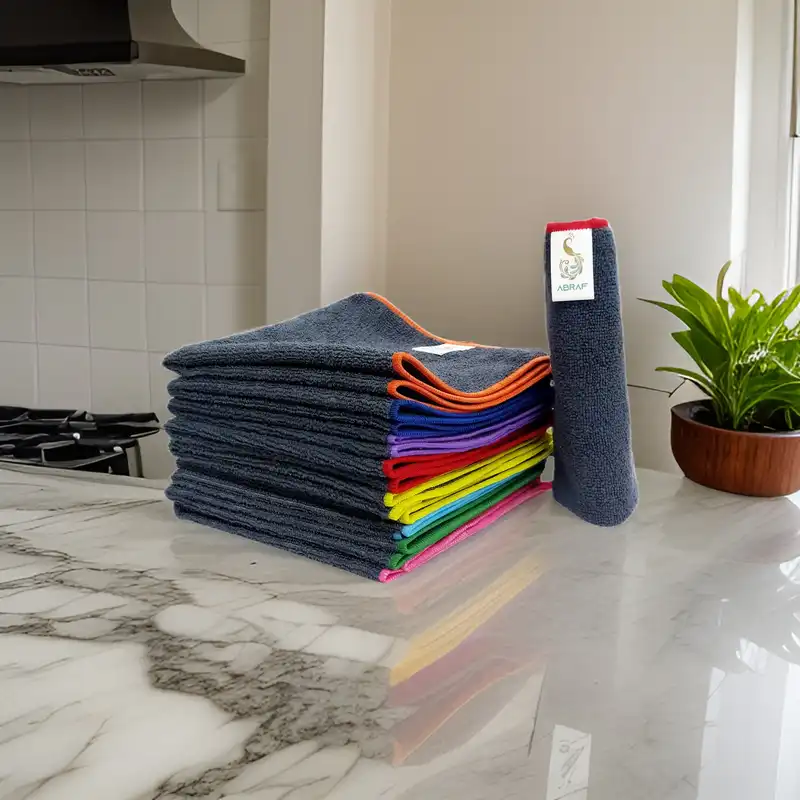 دستمال آشپزخانه ابراف مدل میکروفایبر کد ABT406 بسته 6 عددی