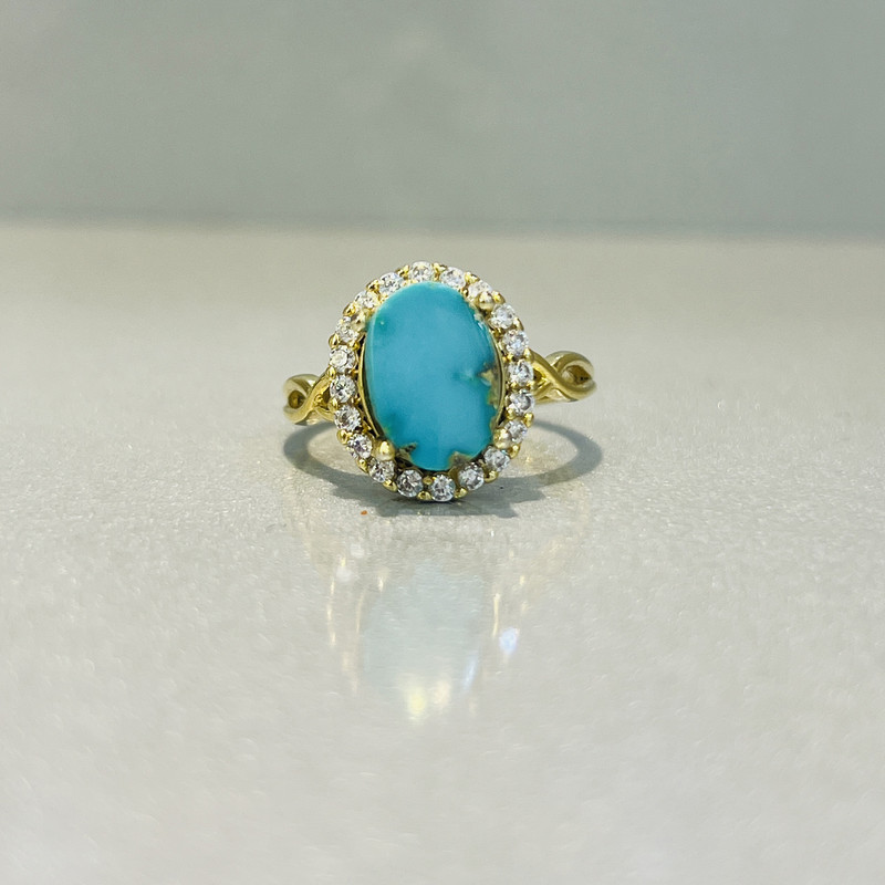 انگشتر نقره زنانه مدل چهار چنگ جواهری فیروزه نیشابوری کد 43-2