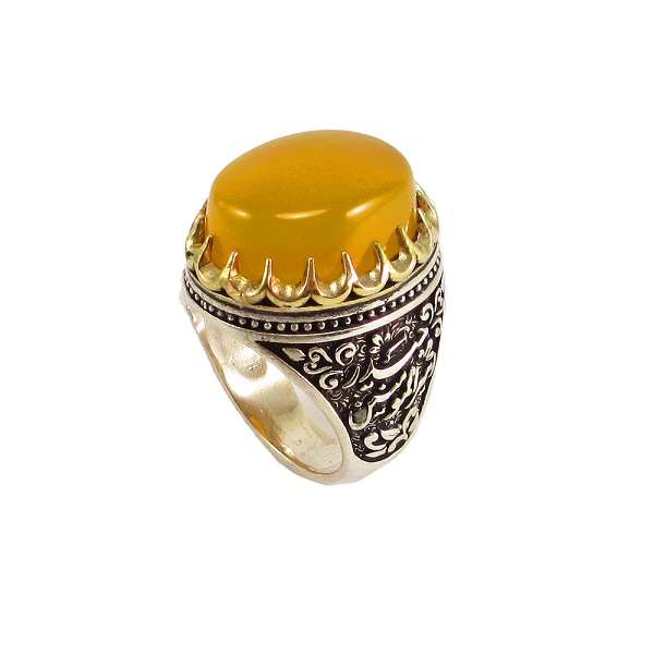 انگشتر نقره مردانه پارلا گوهر مدل شرف الشمس کد 3804