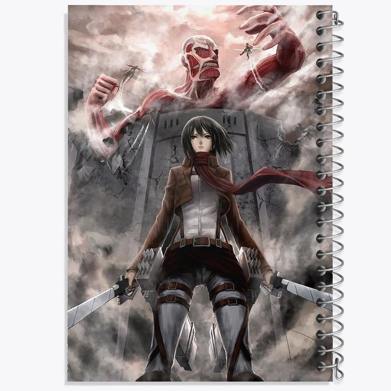 دفتر مشق 50 برگ خندالو مدل میکاسا و تایتان غول آسا انیمه Attack on Titan  کد 10992
