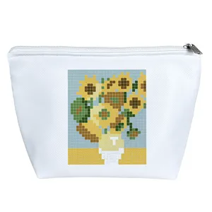 کیف لوازم آرایش دخترانه خندالو مدل نقاشی گل آفتابگردان کد 10332