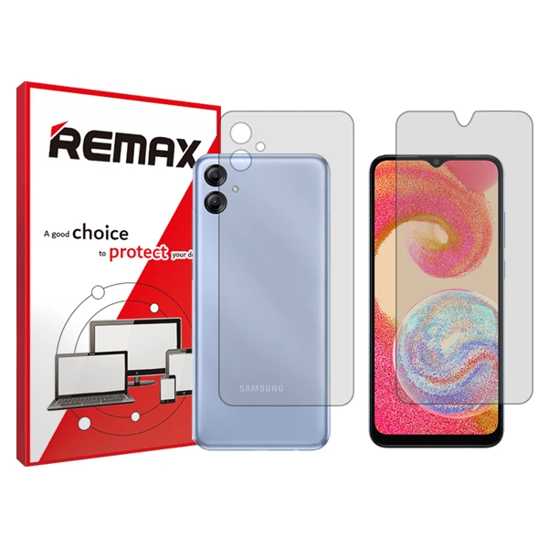 محافظ صفحه نمایش شفاف ریمکس مدل HyGEL مناسب برای گوشی موبایل سامسونگ  Galaxy M04 به همراه محافظ پشت گوشی