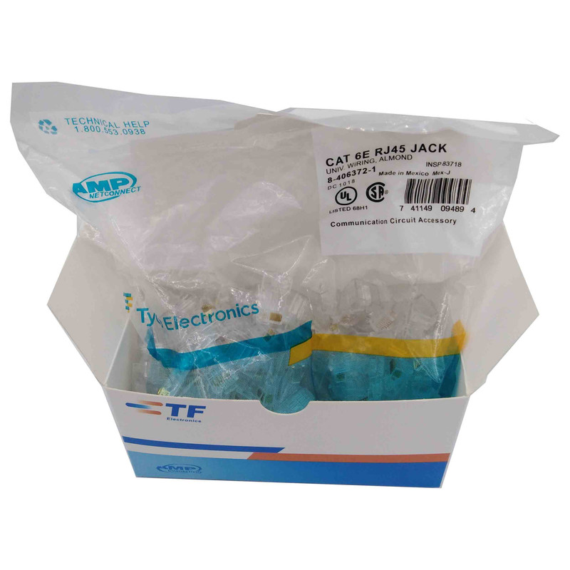 سوکت شبکه CAT6E امپ مدل JN16E بسته 100 عددی 2