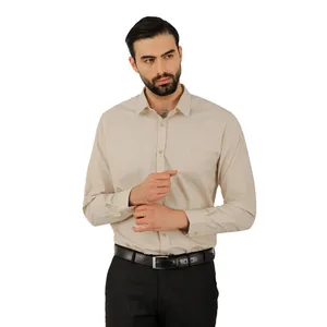 پیراهن آستین بلند مردانه پاتن جامه مدل 102721020242122 رنگ کرم