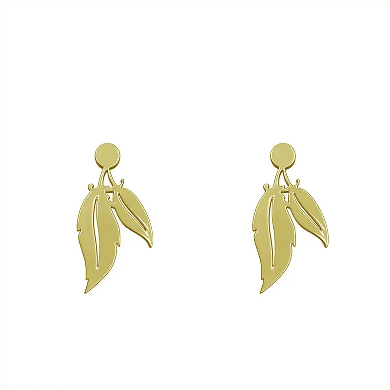 گوشواره طلا 18 عیار زنانه مدوپد مدل برگ کد GA1-14990