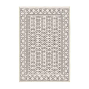 فرش ماشینی 1000 شانه اورکوم زمینه کرم حاشیه قهوه ای طرح مینیمال سودا کد OR.1119.01