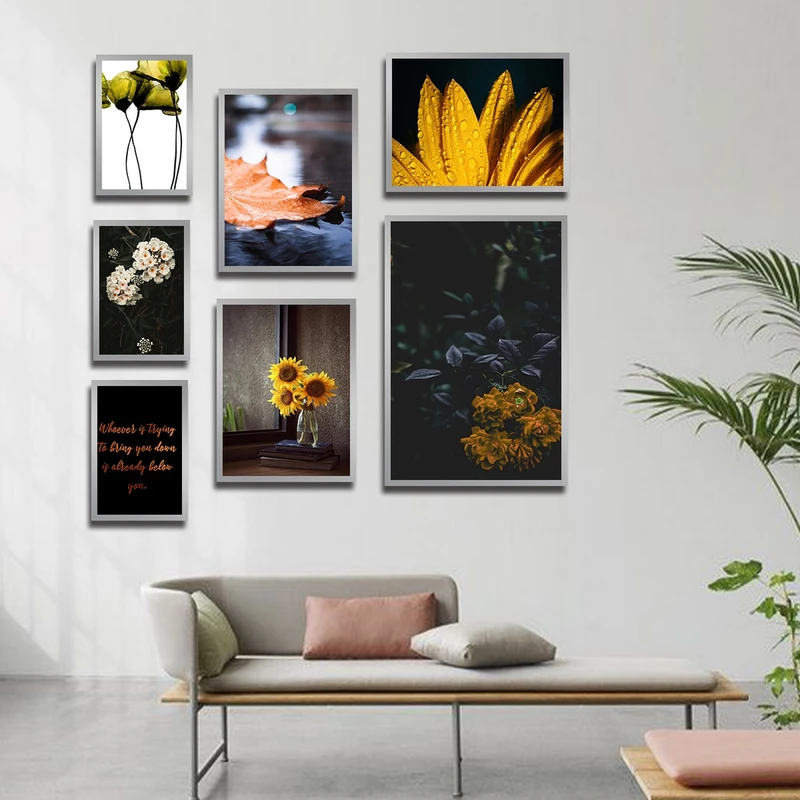 تابلو بکلیت طرح طبیعت و گل آفتابگردان مدل SI-3123 مجموعه 7 عددی