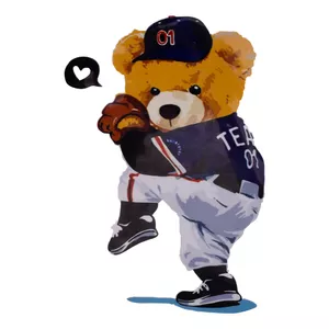 استیکر پارچه و لباس مدل خرس بیسبال