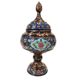 شکلات خوری مسی مدل الماس تراش طرح تذهیب کد 37