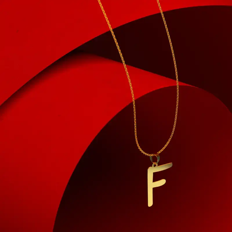 گردنبند طلا 18 عیار زنانه مدوپد مدل حرف F کد H3-1-1186