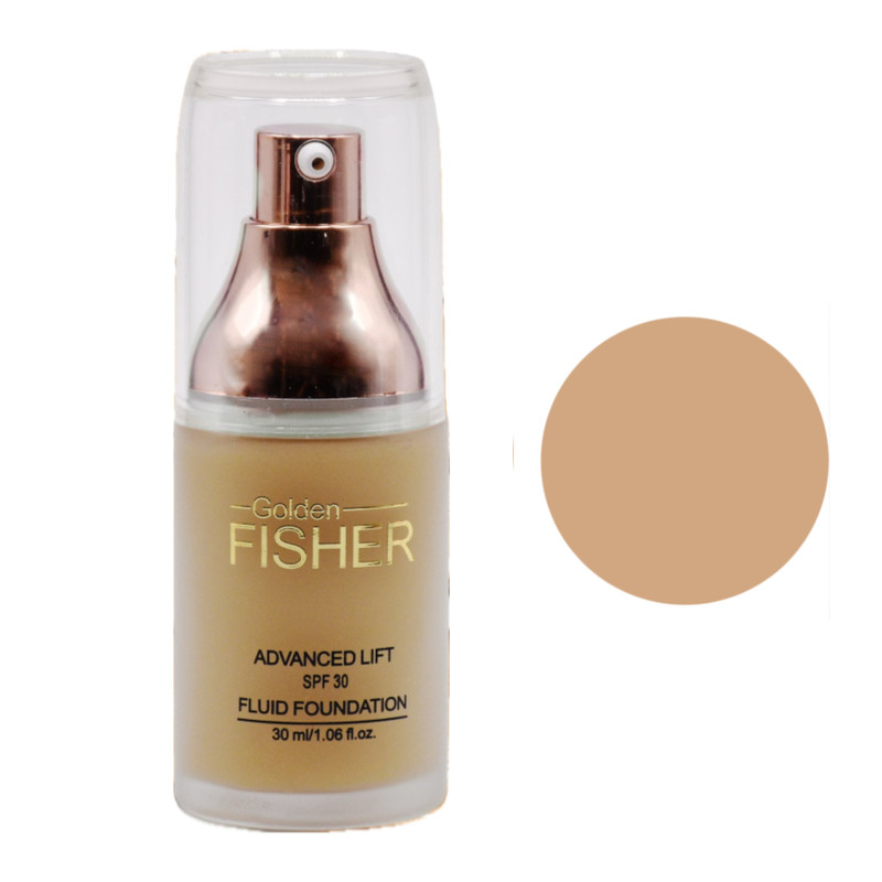 کرم پودر مایع SPF 30 گلدن فیشر مدل Fluid foundation شماره F03 مناسب برای انواع پوست حجم 30 میلی لیتر