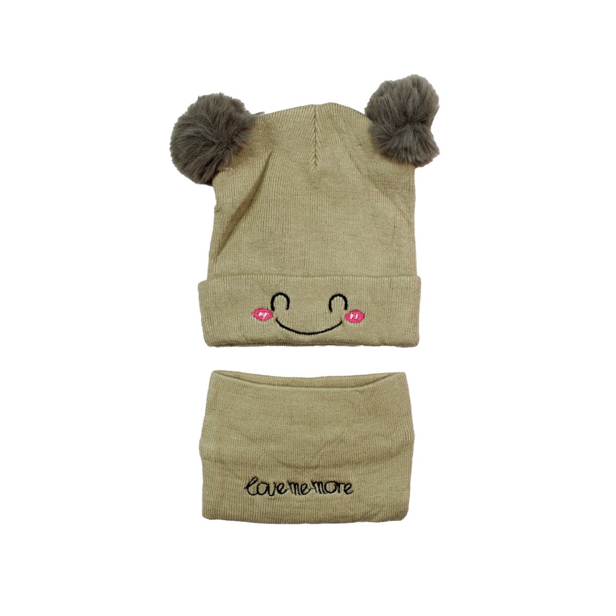 ست کلاه و شال گردن بافتنی نوزادی مدل HAPPY-KH