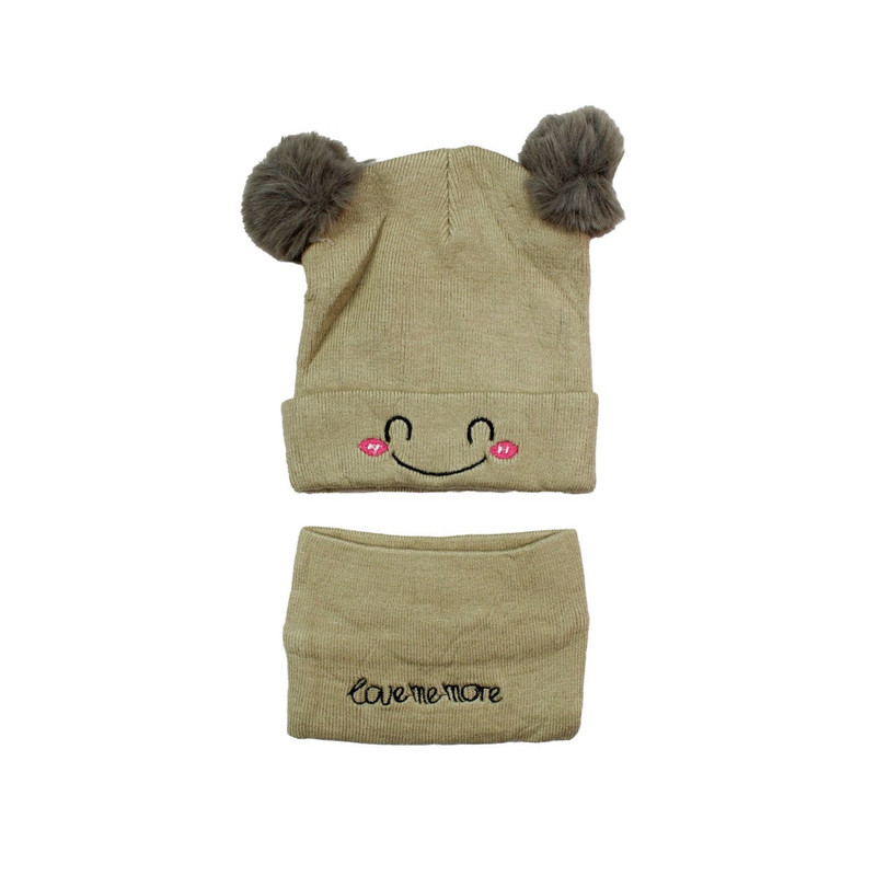 ست کلاه و شال گردن بافتنی نوزادی مدل HAPPY-KH