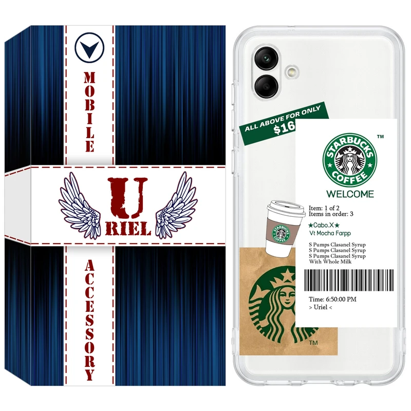 کاور یوریل مدل Clear کد 4 طرح استارباکس مناسب برای گوشی موبایل سامسونگ Galaxy A04e