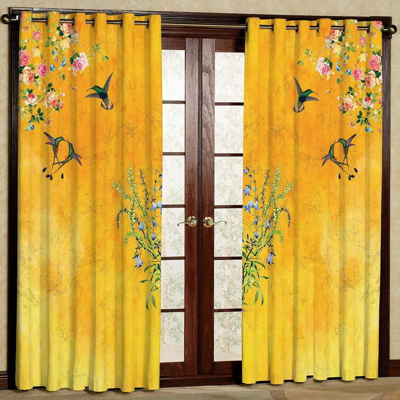 پرده مدل گل و پرنده مخمل پانچی کد 1164 سایز 200x140 سانتی متر