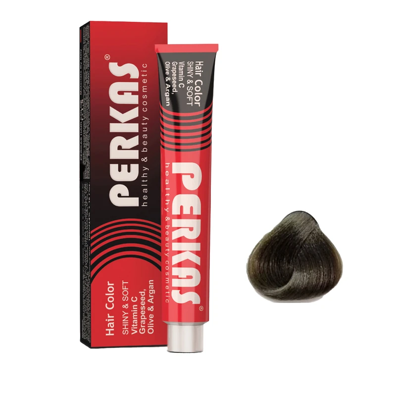 رنگ مو پرکاس شماره M4 حجم 100 میلی‌لیتر رنگ قهوه ای زیتونی روشن