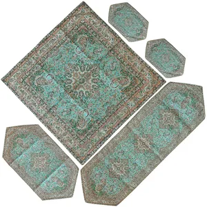 ست 5 تکه رومیزی ترمه ابریشمی طرح مهستان کد 03
