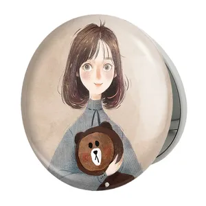 آینه جیبی خندالو طرح دخترونه مدل تاشو کد 6096 