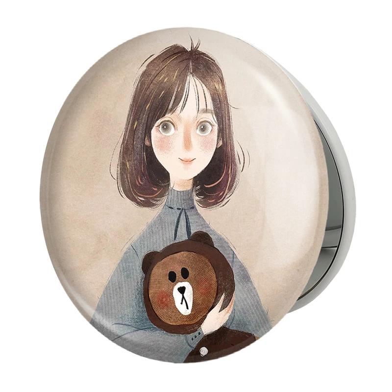 آینه جیبی خندالو طرح دخترونه مدل تاشو کد 6096 