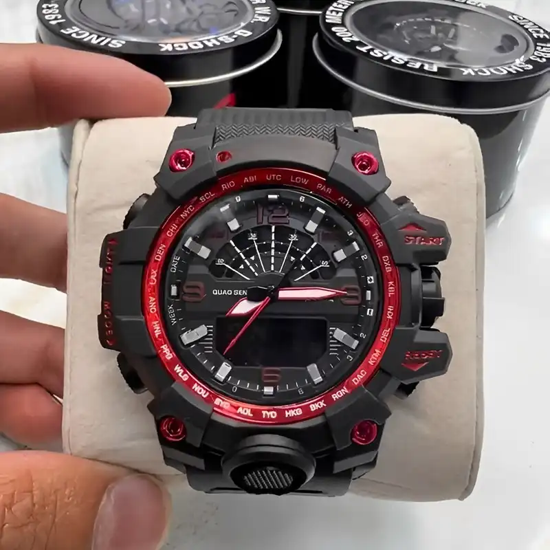 ساعت  مچی عقربه ای پسرانه مدل دو زمانه کورنومتر دار