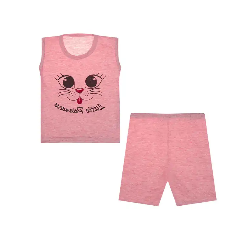 ست تاپ و شلوارک بچگانه مدل گربه کد 3611