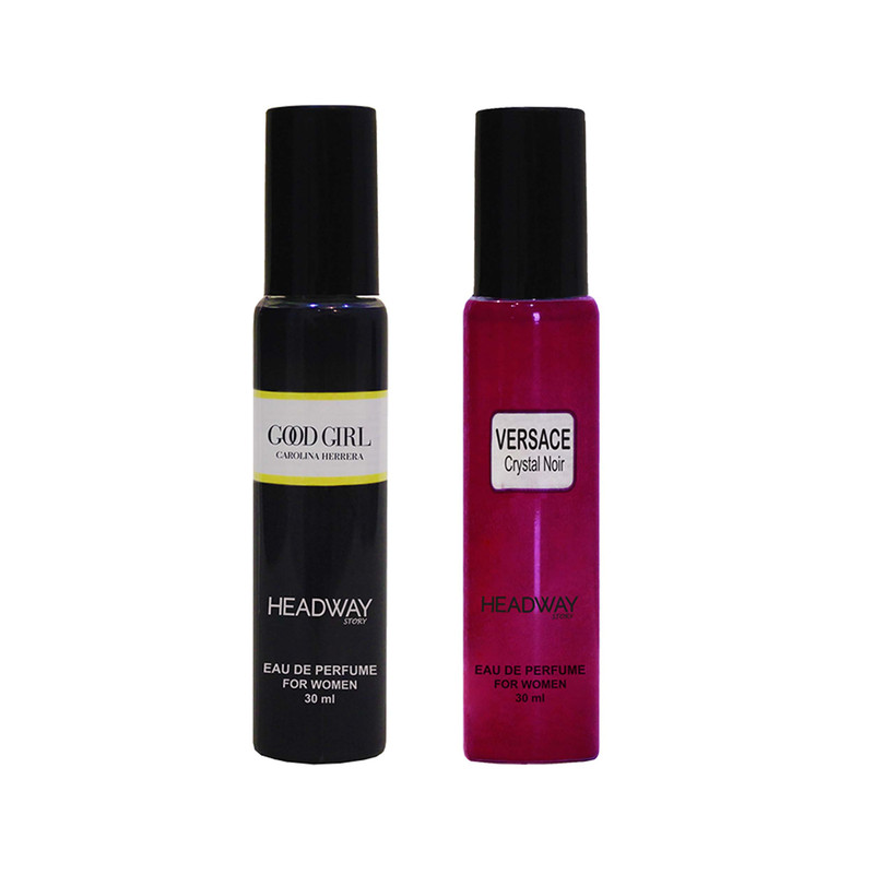 عطر جیبی زنانه هدوی استوری مدل گود گرل و ورساچه کریستال نویر حجم 30 میلی لیتر مجموعه 2 عددی