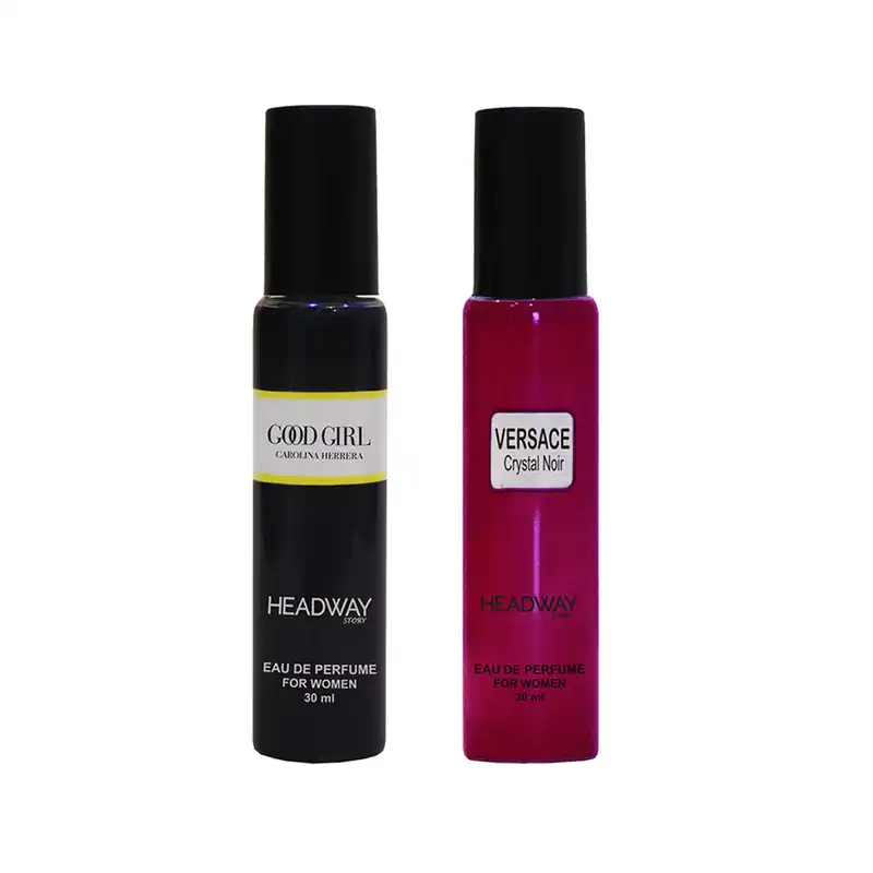 عطر جیبی زنانه هدوی استوری مدل گود گرل و ورساچه کریستال نویر حجم 30 میلی لیتر مجموعه 2 عددی