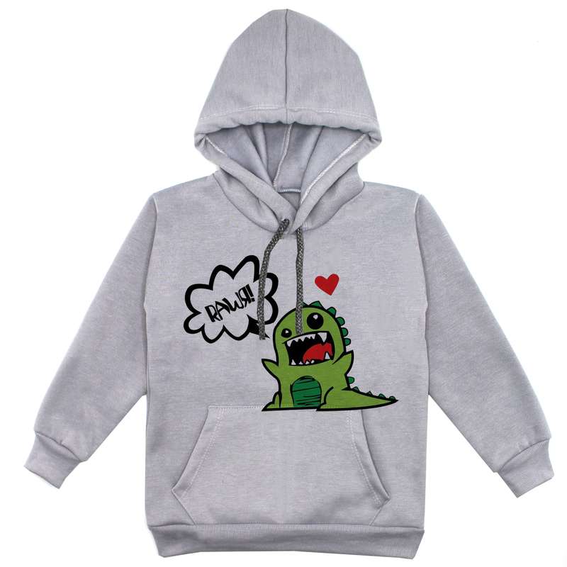 هودی پسرانه مدل هیولا F216 رنگ طوسی