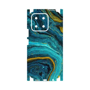MAHOOT Turquoise marblewith golden streaks-FullSkin Cover Sticker for Honor X5b Plus
