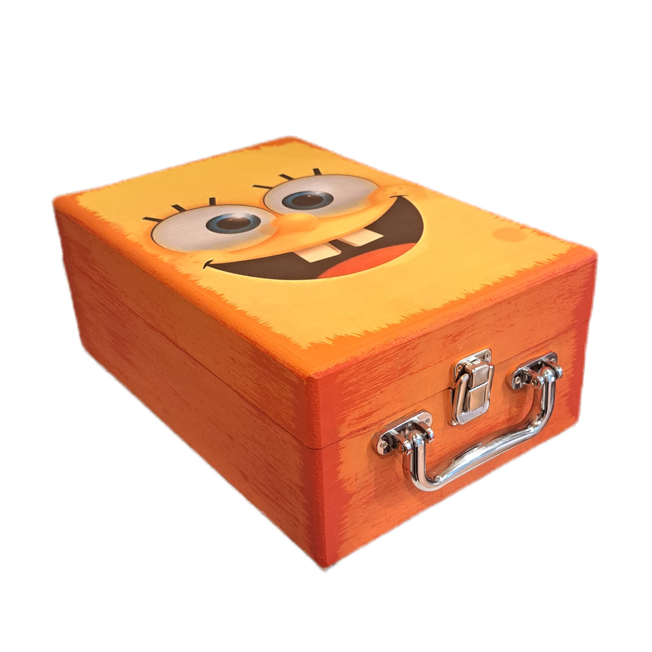 جعبه هدیه چوبی مدل چمدان طرح باب اسفنجی کد WSV008