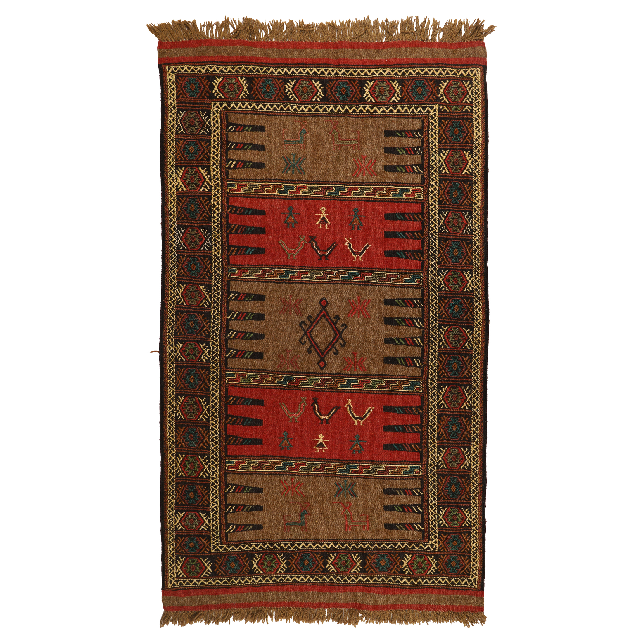 گلیم دستبافت دومتری طرح سفره کردی کد 140466