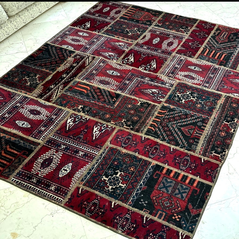 کلاژ فرش دستبافت چهار متری مدل چهل تکه کد 01 کلاژ فرش دستبافت چهار متری مدل چهل تکه کد 01
