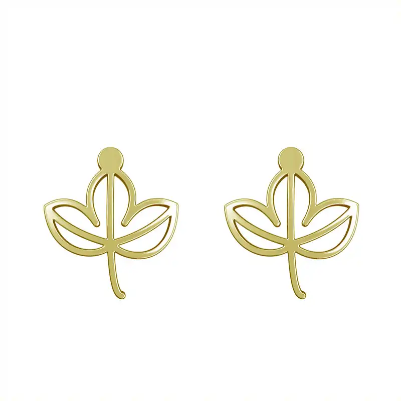 گوشواره طلا 18 عیار زنانه مدوپد مدل برگ کد GA1-16010