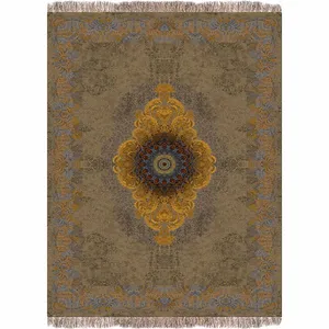 فرش ماشینی 1200 شانه فرش پردیسان دلیجان زمینه قهوه ای حاشیه نارنجی کد b1045