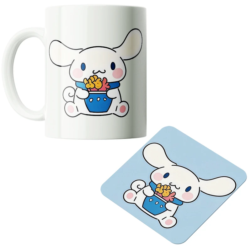 ماگ پاد آفرین مدل کارتونی سانریو کرومی مای ملودی هلوکیتی کد PZ341 به همراه زیرلیوانی